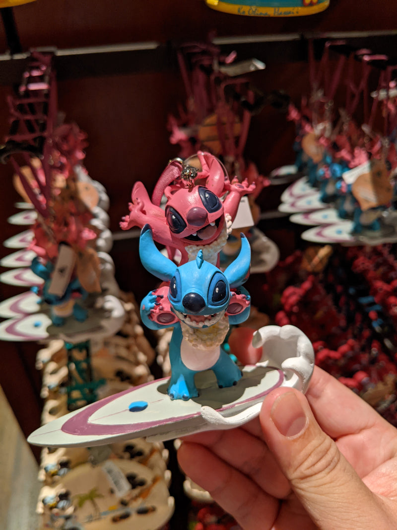 Angel and Stitch Surfing Ornament