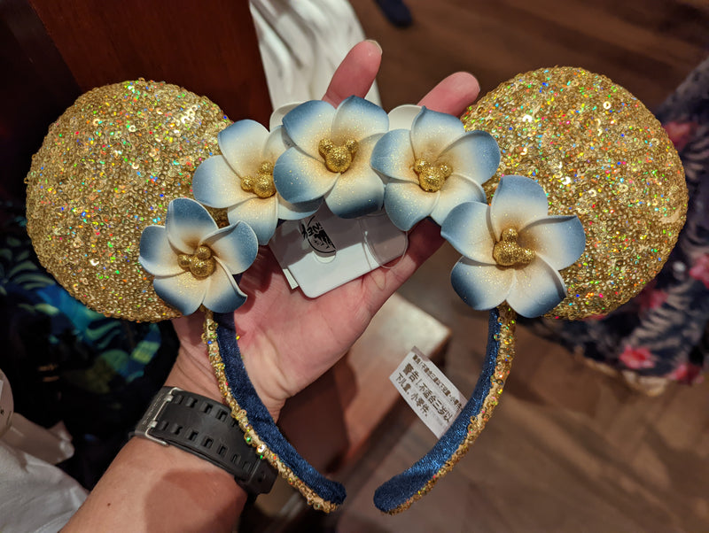 Gold with Blue Hints Plumeria Ears