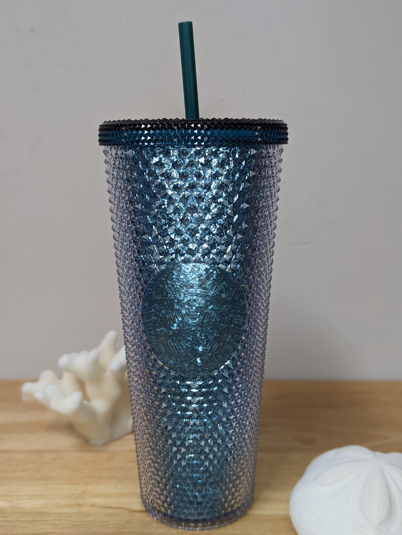 Starbucks Thailand Grande Crystal Blue Bling Studded Tumbler