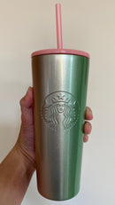 Starbucks Mexico Pink & Green Ombre Grande Stainless Steel Tumbler